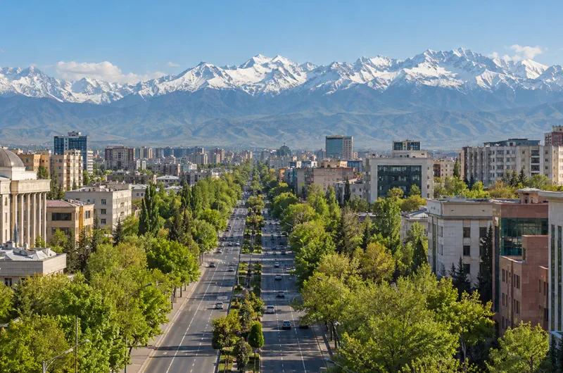 Bishkek-Business-District-With-Ala-Too-Mountains