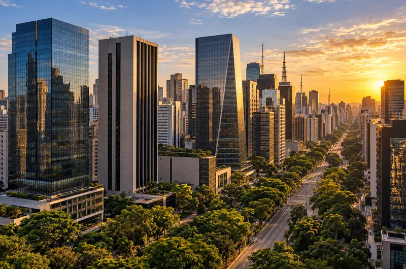 Sao-Paulo-Business-District-At-Sunset
