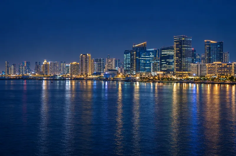 Manila Bay and Pasay business skyline at night