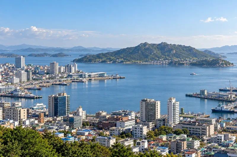 Mokpo coastal city and Goha Island skyline